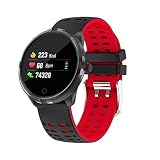 JIHUI Fitness Tracker Clever Sehen Wasserdicht IP68 Puls Blut Druck Monitor Bluetooth SNS Erinnern Zum Student Männer Frau Kinder Kompatibel Zum Android iPhone,Red