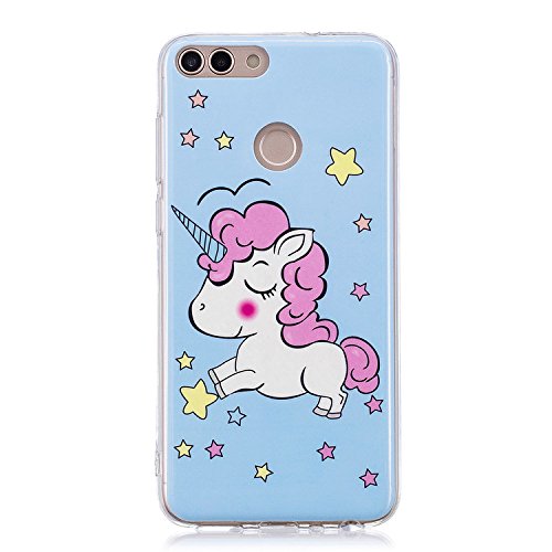 Preisvergleich Produktbild Leuchtende Nacht Neo Hülle Komplettschutz [Scratch-Resistant],Kreativ Niedliche Cartoon Malerei Silikon Hülle / Schutzhülle / Soft Ultra Dünn Gel TPU Protective für Huawei P Smart / Huawei Enjoy 7S