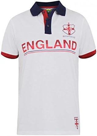 Hughes Adults Polo Shirt England Flag Vintage Olympics St Georges Football Cross Tee Top