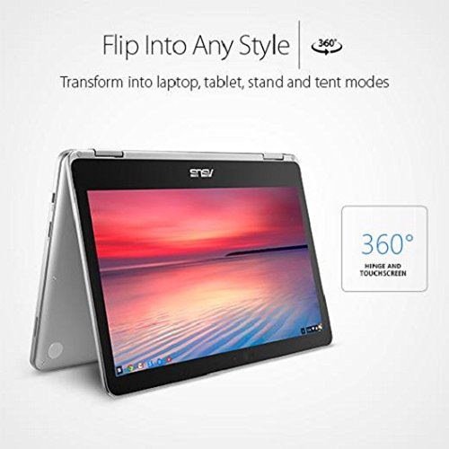 ASUS C302CA-GU010 360 Degrees Rotatable Full HD Touchscreen Chromebook Flip 12 5 inch Notebook  Intel Core M3-6Y30 Processor  4 GB RAM  64 GB eMMC  Ch