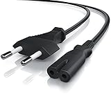 303277 CSL Euro Anschlusskabel Netzkabel Stromkabel 2 polig, Netzstecker auf Euro 8 Doppelbuchse mit Schutzkontakt, 1,8 m