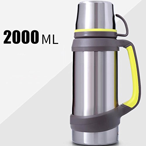 spécifications Accueil Acier Inoxydable Isolation Pot Bouilloire Hôtel Isolation Coupe Voyage En Plein Air Pique-nique Chaud Bouteille Grande Capacité 2L UOMUN ( Couleur : Silver )