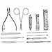 BestFire 12 in 1 High Quality Stainless Steel Manicure Pedicure Ear Pick Nail-Clippers Set ,Finger Toe Nail Cutter Personal Manicure Nail Scissors Set Nail Clipper Ear pick Grooming Pedicure Kits
