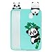 Produktbild Everainy Kompatibel für Samsung Galaxy J4 2018 Silikon Hülle 3D Panda Muster Ultradünn Hüllen Handyhülle Gummi für Galaxy J4 2018 Schutzhülle Stoßfest TPU Gel Stoßstange Cover (Grün/Hellblau)