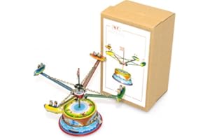 BRIMTOY Jesters Traditional retro rocket carousel tin toy