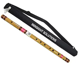 Ininsight Solutions Scale C Natural Medium 19 Inches Bamboo Flute/Bansuri (western G scale) With Carry Bag