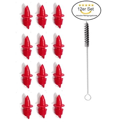 CAMAYER Ausgießer für Flaschen Spirituosen Öl Wein 12er Set mit Reinigungsbürste Flaschenausgießer Schnapsausgießer aus…