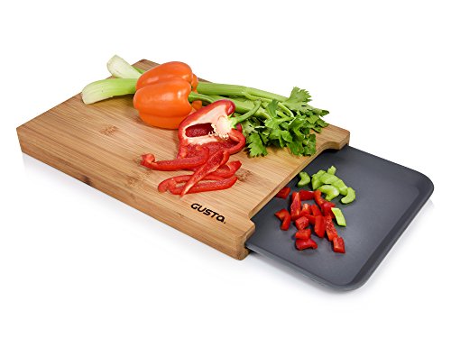 Schneidebrett aus Bambus Holz 38 x 26 cm Auffangwanne Küchen- Frühstücks Brett