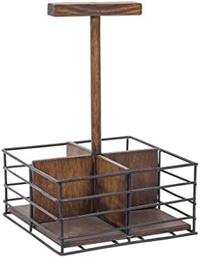 Rustic wood condiment holder with metal framework Condiment caddy Spices rack wooden Oil rack organiser Spices storage kitchen Made in UKRAINE