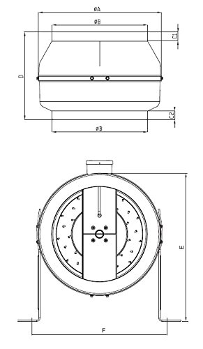 Rohrventilator Rohrlüfter Lüfter Metall Abluft Ø250mm 1150m³+ 2 A Drehzahlregler - 5