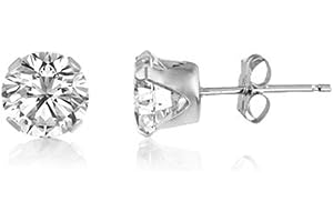 DESIGNER INSPIRATIONS BOUTIQUE DIAMOND WHITE/CLEAR Classic Brilliant Round Cut Cubic Zirconia (CZ) Sterling Silver Birthstone Stud Earrings/Ear Studs for Women Ladies Girls - 2MM 3MM 4MM 5MM 6MM 7MM 8MM 9MM 10MM 11MM 12MM