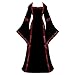 Produktbild LOPILY Kleider Damen Mittelalter Kostüm mit Trompetenärmel Maxikleid mit Schnüren Halloween Kostüm Damen Sexy Fashingskostüme Kanerval Gothic Bekleidung Prinzessin Königin Kleid (Schwarz, 32)