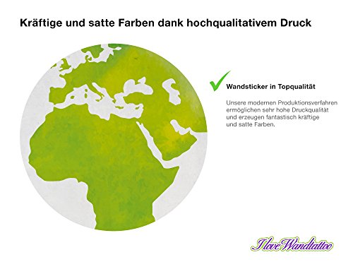 I-love-Wandtattoo WAS-10735 Wohnraum Wandsticker „Weltkarte Aquarell in hellen und dunklen Grüntönen“ Kontinente zum Kleben Länder Wandtattoo Erde Wandaufkleber Globus Karte Sticker Wanddeko - 2
