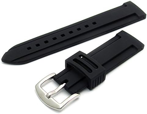 WatchWatchWatchReplacement Silicone Rubber Watch Strap Black 28mm Wide with Steel Buckle C040