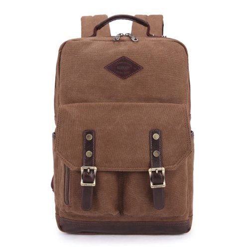 Vintage Canvas Laptop(15 Zoll) Rucksack Schultasche Unitasche,29 x 43 x 12cm(B x H x T) Braun