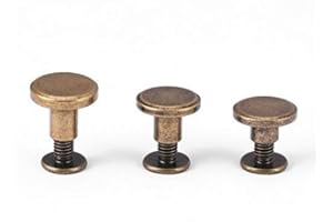HEEPDD Leather Craft Rivets, 20 Sets Brass Button Studs Flat Head Screwback Nails for DIY Belt Strap Purse Wallet Handbag Decoration 8mm for Craft Enthusiasts