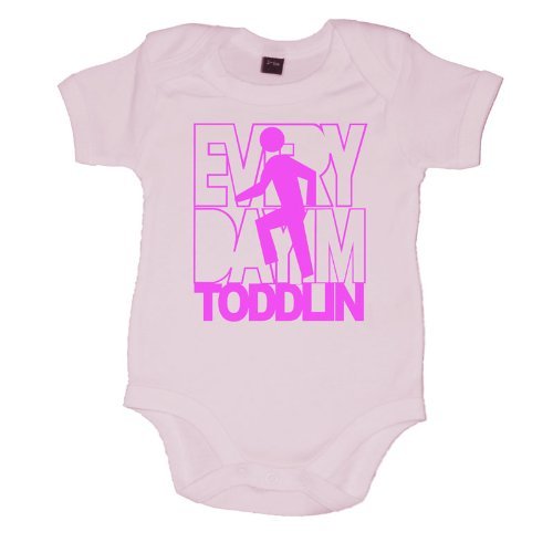 Every Day I'm Toddlin Fun Baby Vest (0-3 Months, Pale Pink)