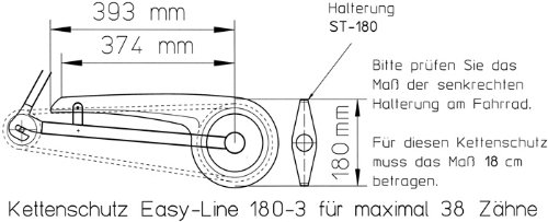 DEKAFORM 180-3 Fahrrad Kettenschutz Easy Line für Arcona Bocas Decathlon KTM Puch ZEG Fahrrad 36/38 Zähne * saphir-schwarz + 4 Schrauben - 3