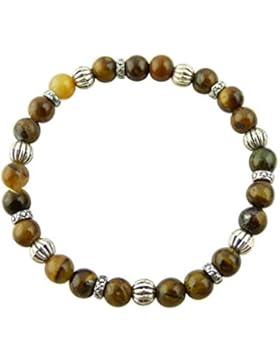 Sunsara Traumsteinshop Edelstein Sternzeichen Armband - Jungfrau - Tigerauge - mit silberfarbenen Tibet Perlen...