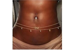 Flovel Boho Belly Chain Gold Waist Chain Star Body Chains Pearl Infinity Body Chain Nightclub Rave Body Jewellery Accessories for Women and Girls