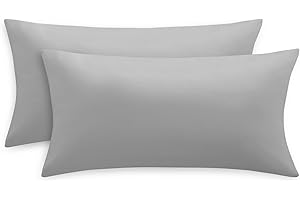 RUIKASI Poszewka na poduszkę 40 x 80 cm, szara, zestaw 2 sztuk – Oeko Tex poszewka na poduszkę 40 x 80 cm, jasnoszara, z mikrofibry, z zamkiem błyskawicznym, z mikrofibry, poszewka tapicerska, dwupak,