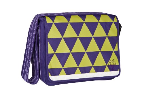 Lassig Casual Messenger-Style Diaper/Changing Bag, Triangle Design Dark Purple