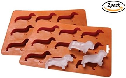 2 Pack LYWUU Dachshund Dog Shaped Silicone Ice Cube Molds and Tray