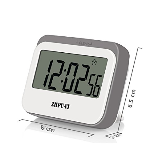 ZHPUAT Magnetischer Kurzzeitmesser Timer mit Schutzhülle aus Silikon Küchentimer Top Qualität Hochwertig Countdown/up macht Pünktlich Metallfarbe Hellgrau - 3