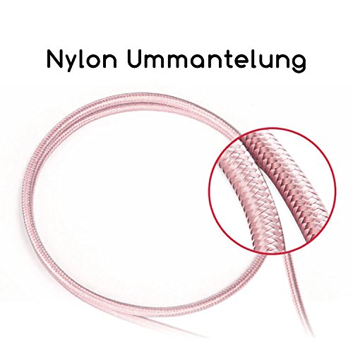 TheSmartGuard – Lightning Kabel / Datenkabel / Ladekabel [2.1 A] für Apple iPhone 7, 7 Plus, 6, 6s, 6 Plus, 6s Plus, SE, 5s, 5, 5C sowie alle iPad mit Lightning Anschluss | Nylon Ummantelt | Farbe: Rose | Länge: 3 Meter / 3m - 3