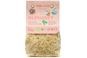 Dalla Costa Mini Alfabet Pasta Tricolore Med Tomat Och Spenat Ekologisk Barnpasta Med Vitamin B1, Spara Förpackning 8x200g