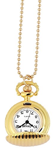 Modische Kettenuhr Wei Gold Muster Blume Analog Quarz Umhngeuhr Damenuhr