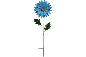 XJKLBYQ Sunflower Wind Spinners,Garden Metal Stake,Sunflower Windmill Pinwheels Flower Garden Ornaments for Outdoor Garden Yard Patio Decoration (Blue)