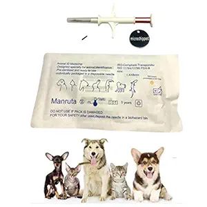 Smaller Size 1.4X8mm 134.2Khz Microchip for Dogs and Cats with ICAR Standard 15 ID Numbers 1 Pack with Microchipped Tag as Gift