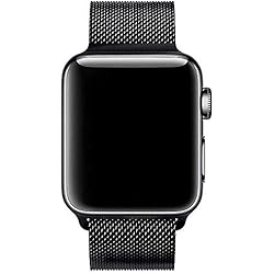 MCD Correa para Apple Watch 44mm Series 4 y 42mm Series 3 Series 2 y Series 1. Correa de Malla de Acero Inoxidable Pulsera Milanese de Reemplazo. - Negro