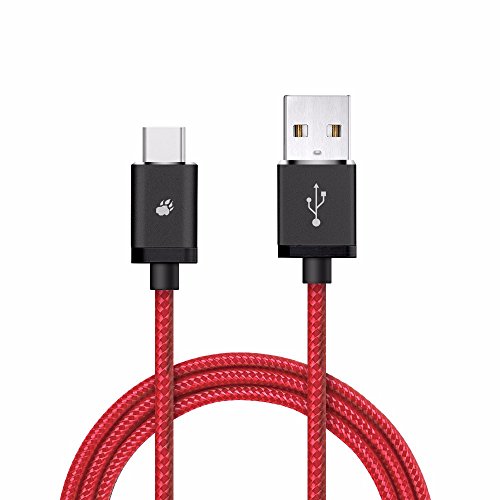USB C Kabel, BlitzWolf 2M Nylon Typ C Datenkabel Doppelseitig für Nexus 5X 6P, OnePlus 2, Nokia N1, Xiaomi 4C, Zuk Z1, Apple Macbook(Rot) - 2