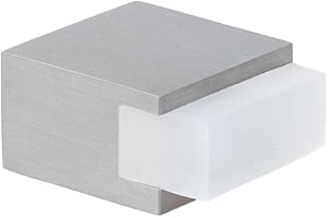 EVI Herrajes | Fermaporta da pavimento - Design quadrato | 20 x 14 mm | Acciaio satinato opaco - Gomma bianca | Montaggio adesivo | I-197/14