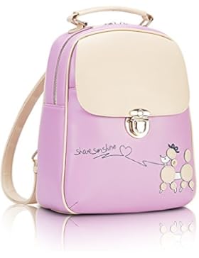 Minetom Damen Schulrucksack Süßigkeit Färbt Clamshell Design Schulranzen Schultasche Rucksack Freizeitrucksack...