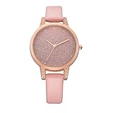 Godagoda Damen Armbanduhr Leder Pailletten Glitzer Perlen Deko Wasserdicht Quarzuhr Geschenke für Mädchen 22cm