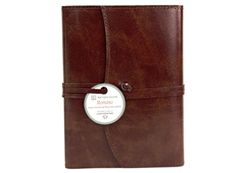 Romano Nachfüllbares Notizbuch handgefertigt mit Einband aus recyceltem Italienisches Leder Haselnussbraun Small (17cm x 13cm x 2cm) - 2