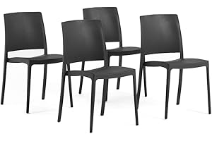 SIEDITI FUORI E DENTRO Sedie impilabili in polipropilene con fibra di vetro per esterno/giardino o interno, idrorepellenti e resistenti, design moderno e minimal - Maria (4, Antracite)