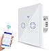 Produktbild Smart Lichtschalter, Alexa Lichtschalter WLAN 1 Weg 2 Gang Wandschalter Sprachsteuerung mit Amazon Alexa, Google Home und IFTTT, Glas Touchscreen Zeitschaltuhr, Überlastungsschutz (2 Gang)