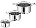 Produktbild Tefal E79005 Jamie Oliver Induktion Topfset 3-teilig (Induktionsgeeignet, Kochtopf mit Glasdeckel, Kochtopf mit Deckel 24cm 6,7 L, Bratentopf mit Deckel 20cm 3 L und Stielkasserolle ) Edelstahl