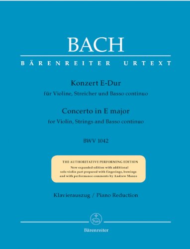 Concerto for Violin, Strings and Basso Continuo in E major BWV 1042 (Violin & Piano) - Cover May Vary