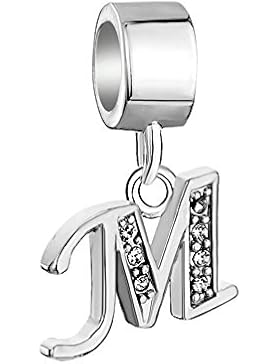 Uniqueen Buchstaben-Anhänger, Buchstabe A-Z, hängend, Alphabet, Sterlingsilber, passt für Pandora-Armband