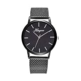 Damen Uhr Edelstahl Armband,Kimdera Armbanduhr Mesh-Metallband Silber Quarz Mode Damenuhr Ultra-flach dünn Ultra Thin Dial (schwarz)