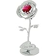 Freestanding Chrome Plated Rose & Heart Ornament - Gift ideas | Girlfriend | Wife | Partner | Valentine's day | Christmas | Birthday | Anniversary
