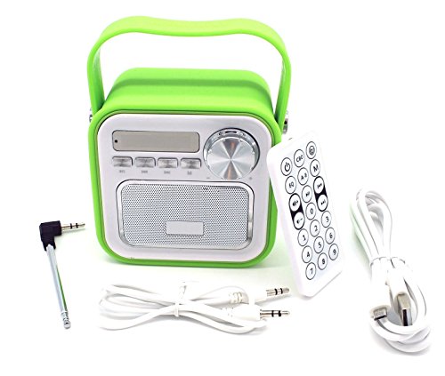 Mini-Haut-Parleur-Bluetooth-avec-Radio-FM-VertAUX-Bluetooth-USB-Connexion-Tlcommande-Horloge-Radio-de-Cuisine-Radio-de-Salle-de-Bain-pour-Enfant-Portable-avec-poigne-5-W