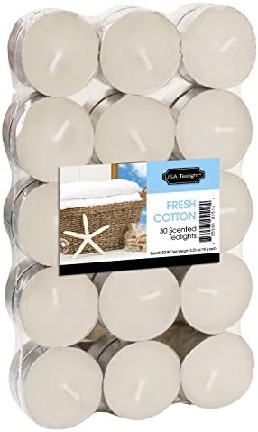 USA Tealight Fresh Cotton Tealights, 30-Pack