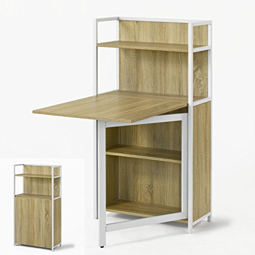 SoBuy® FWT12-N Table pliante Armoire avec table pliable intégrée Table d'ordinateur, Table de cuisine table de rapas Bibliothèque Bureau