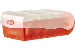 ‎HAN Han Croco Flashcard Box to Learn Vocabulary Easily, 5-Compartment Learning System, DIN A8 Index Card Box for 500 Cards, Incl. 5 Support Plates, 100 Flashcards, Learning Box, 998-617, Translucent/Red